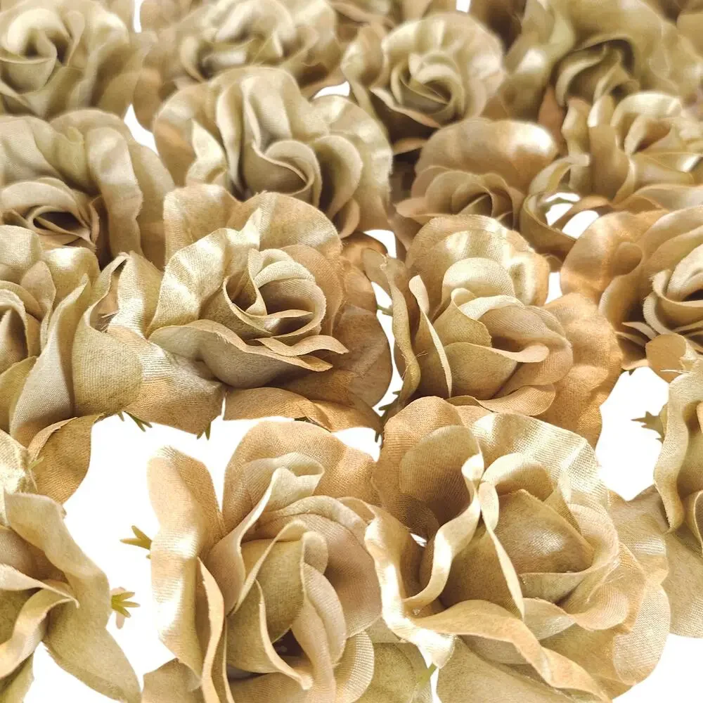100 Moss Olive Green Satin Rose Heads Stemless Wedding Floral Craft DIY 2.5in
